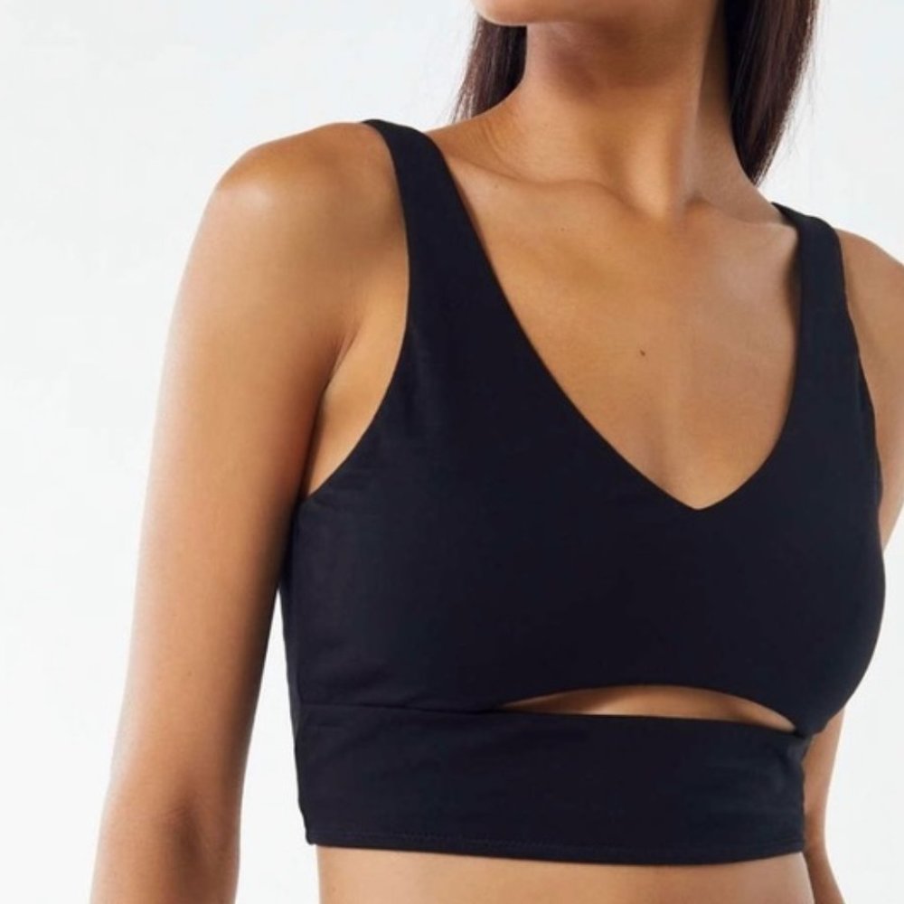 UO Black Carly Cutout Cropped Tank Top
